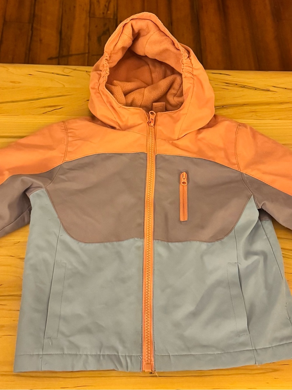 Swiss Tech Peach and Gray Colorblock Hooded Raincoat
